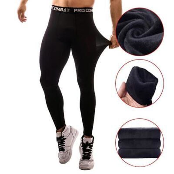 Herr Kompressionstights Byxor Träningsbyxor Löpning Fitness Joggingbyxor Multi-line black L