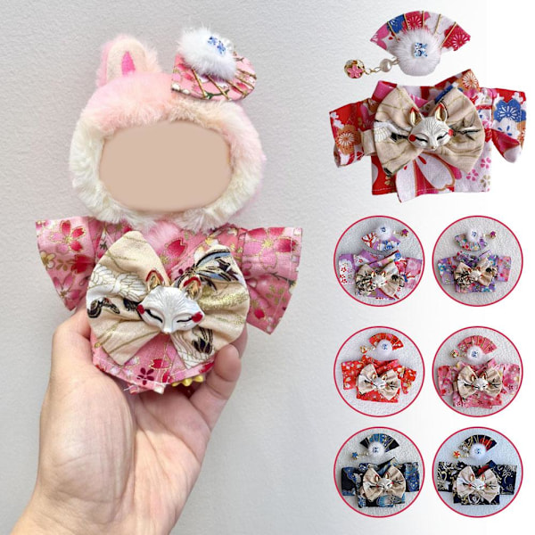 Labubu 17cm V1 Plyschdocka Waifu Sitt Sitt Party Obi Kimono Kläder Docka Q1k9 Red only clothes no doll