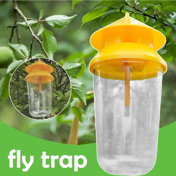 Återanvändbar Fruktflugfälla Dödare Gul Bur Drosophila Fälla Flugfångare Attraktor-