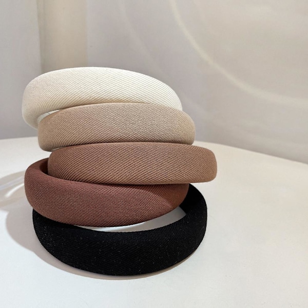 Hårband för damer, vadderat hårband, brett svamphårband, accessoar Hot W4 coffee one-size