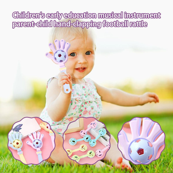 【Redo för leverans】 Barns tidiga utbildning Upplysning Gåva Instrument Leksak Fotboll Kul O2 Double ended rattle small
