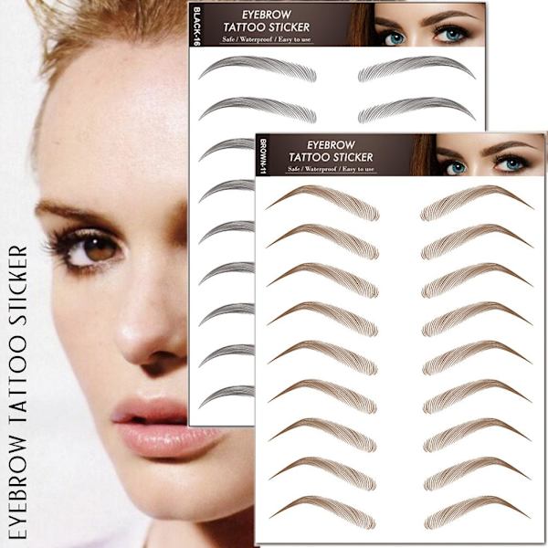 6D Ögonbryn Tatuering Klistermärke Falska Ögonbryn Vattentät Stick On Makeup Hot Sale M6Y3 BROWN 11