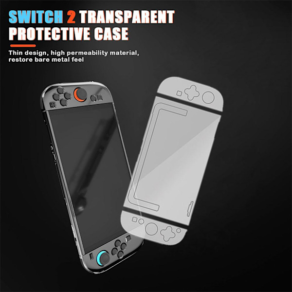 Spelkonsol PC-fodral för Nintendo Switch 2, Portabelt Transparent Stöttåligt Reptåligt Skydd, Spelkonsol Skyddsfodral Tillbehör