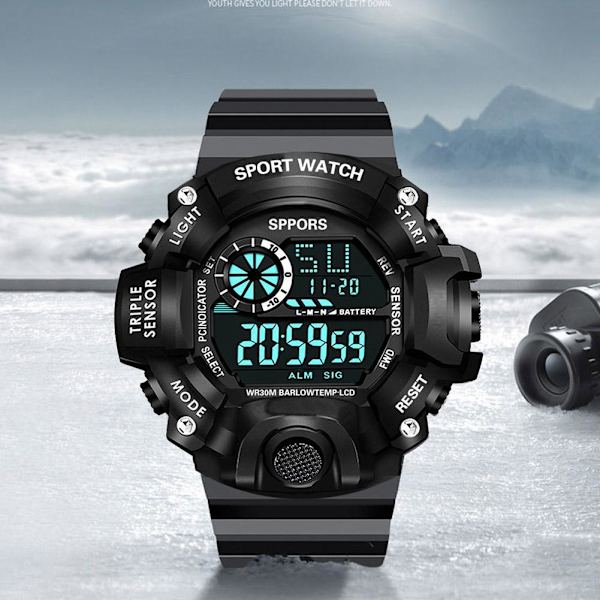 Digital Lysande Unisex Sport Vattentät Klocka Herrklockor Mode Damarmbandsur A7K9 Red One size