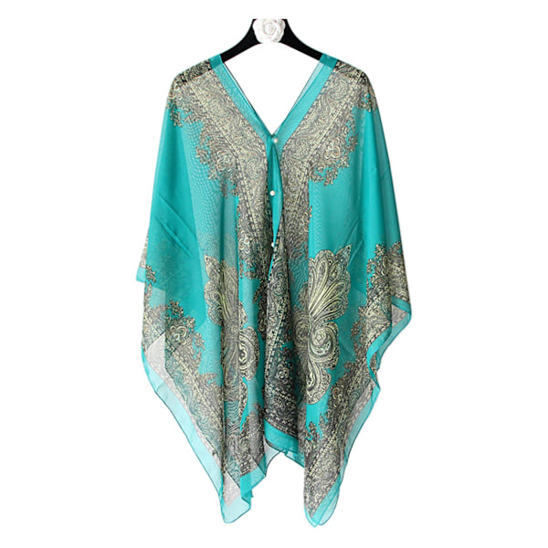 Strandponcho Omslagsklänning för Kvinnor Perfekt Sommar Bikini Kaftan Badkläder Z1 blue One-size