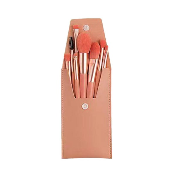 13 st Ansiktssminkborstar Set med påse Mjuk kosmetisk skönhet Ey Apricot Leather Bag 8pcs
