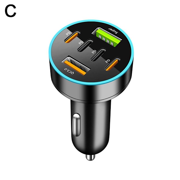 66W Billaddare 4 USB Typ C Snabbladdning Biltelefonadapter Med Digital D I9I8 2PD 4USB onesize