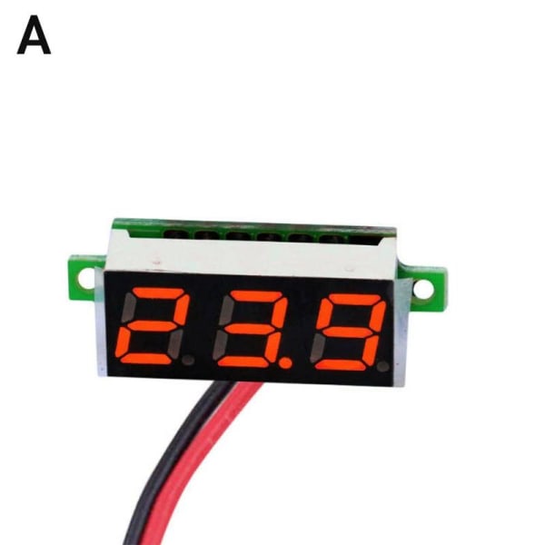 Spänningsdisplay DC-mätare 3-Digital Mini Voltmeter Ledningar LED 0-30 red One-size