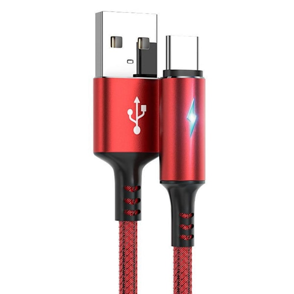Type C-kabel Snabbladdningssladd Nylonflätad Laddare Usb-kabel h t υ◆ <~ I C3V3 red 1.2m