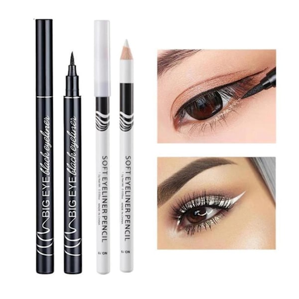 1X Kvinnor Eyeliner Flytande Eyeliner Penna Smink Vattentät Svart/Vit white One-size