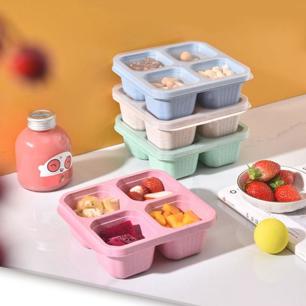 4-pack mellanmålsbehållare Delad Bento-snackbox 4 fack blue one-size