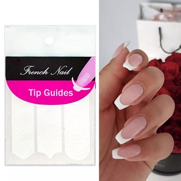 Fransk Manikyr Nagelguider \"Böjda\" Halvmåne Stilar Tips Stickers Schablon T εы