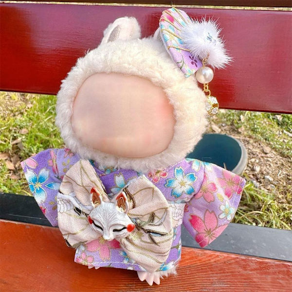 Labubu 17cm V1 Plyschdocka Waifu Sitt Sitt Party Obi Kimono Kläder Docka Q1k9 Red only clothes no doll