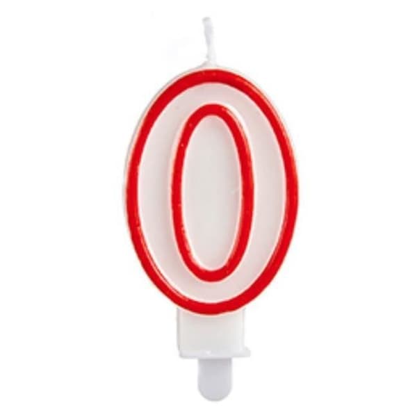 Fødselsdagslys - 0 - Voks - 7,5 cm - Rød/Hvid röd, vit