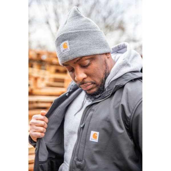 Mössa - CARHARTT - KLOCKHATT - Ljusgrå - Dubbel tjocklek - Vikbar mudd Ljusgrått