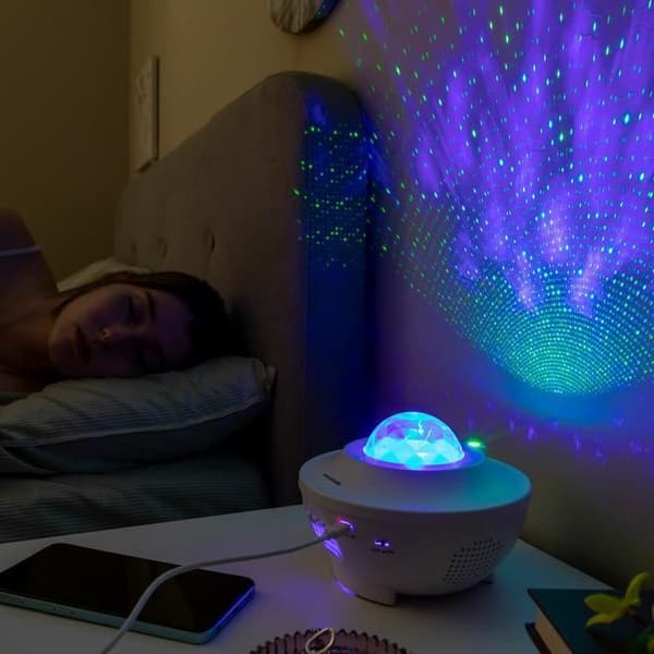 LED- och laserstjärnprojektor - INNOVAGOODS - Sedlay - Bluetooth 5.0 - Timer & fjärrkontroll - USB-C, vit Vit