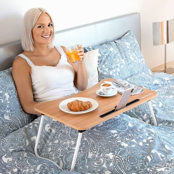 Fällbart bord och läsningskudde - INNOVAGOODS - Muvisk & Huglow - Fällbar - Armstöd - Tablettfack Vit