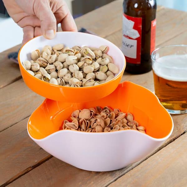 Bols til Aperitiffer - InnovaGoods - 2 i 1 - Plast - 2 Stykker - Moderne vit/orange