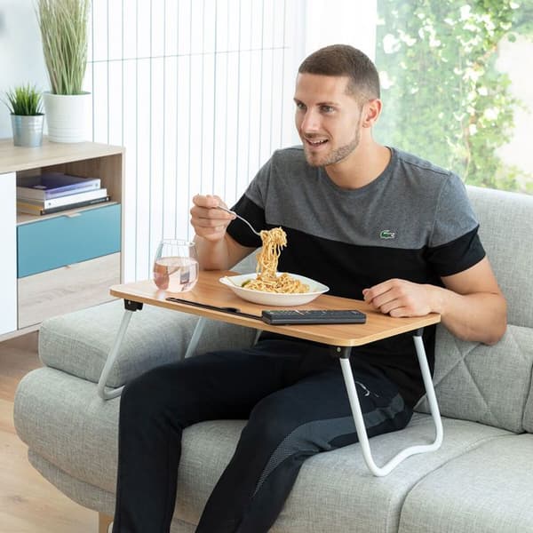 Fällbart bord och läsningskudde - INNOVAGOODS - Muvisk & Huglow - Fällbar - Armstöd - Tablettfack Vit