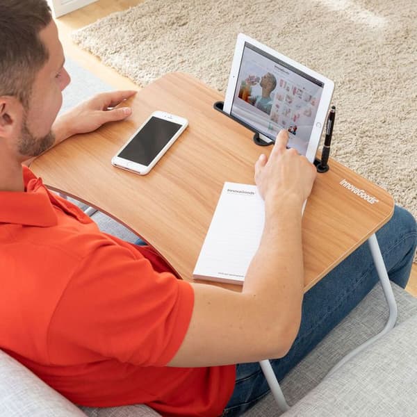 Fällbart bord och läsningskudde - INNOVAGOODS - Muvisk & Huglow - Fällbar - Armstöd - Tablettfack Vit
