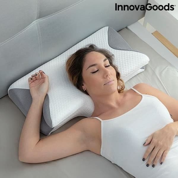 Ergonomisk kudde - INNOVAGOODS - Viskoelastisk - Cervikalt stöd - Tvättbart överdrag - 62x36x14 cm Vit