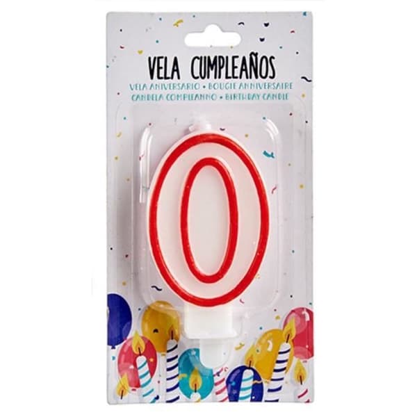 Syntymäpäiväkynttilä - 0 - Vaha - 7,5 cm - Punainen/Valkoinen röd, vit