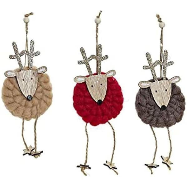 Julepynt - DKD Home Decor - Rensdyr - 3 dele - Multifarvet - Polyester - Træ mångfärgad