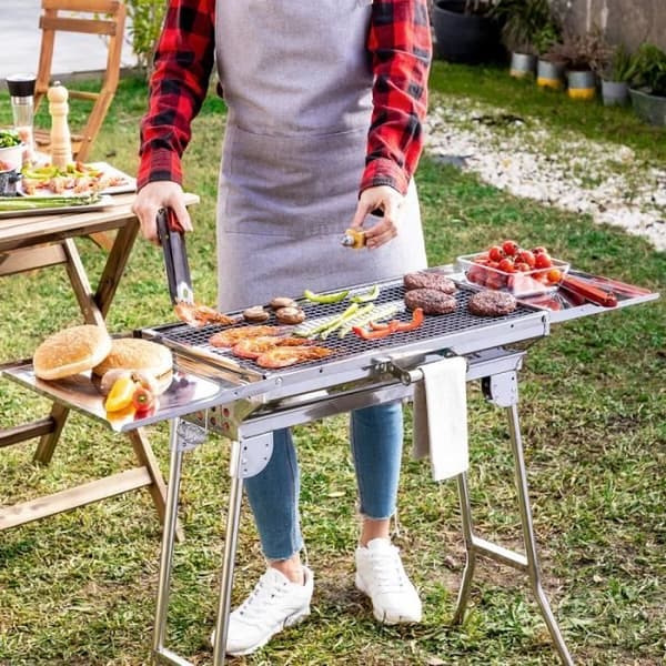 Sammenfoldelig grill i rustfrit stål - INNOVAGOODS - Trækul Stål