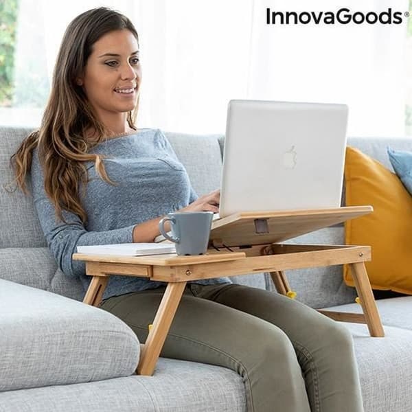 Sammenfoldelig bambus sidebord Lapwood InnovaGoods beige