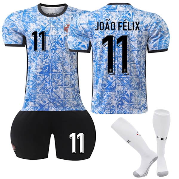 2024 UEFA Portugal Bortalag Fotbollströjor Uniform Träningströjor #11 Joao Felix Kids 16(90-100cm)