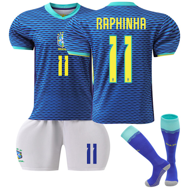 2024 UEFA Brasilien Bortalag Fotbollströjor Uniform Träningströjor #11 Raphinha Kids 22(120-130cm)