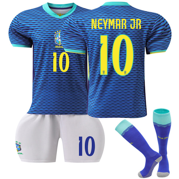 2024 UEFA Brasilien Bortalag Fotbollströjor Uniform Tränings T-shirts #10 Neymar Jr Kids 28(150-160cm)