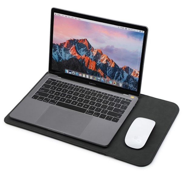 13-14\" Nubuck Läder Vertikal Laptopväska Matt Svart 280