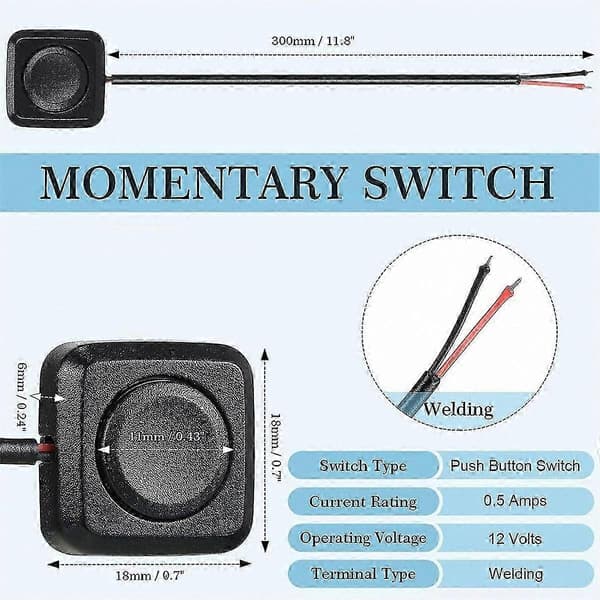 5-pak mini trykknapkontakter, momentan ON/OFF overflademontering til 12V 24V applikationer Black