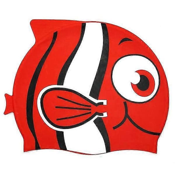Silikon Badmössa Barn Tecknad Badmössa Söt Fisk Badmössa CJY Red