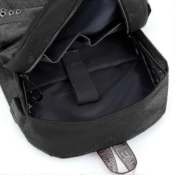 Black.pink Rygsæk USB Genopladelig Rygsæk Studerende Skoletaske CJY Black