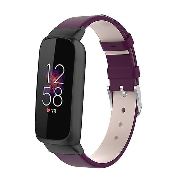Ægte læder udskiftningsurrem justerbar håndledsrem til Fitbit Luxe Purple Style E Other Smartwatch Model
