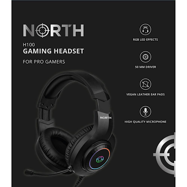 NORTH Gaming Headset H100 RGB Sort