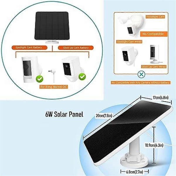 Solcellepanel for, for 6W Ring solcellepanel, for solcellepanel for Ring Spotlight Cam Battery As Shown