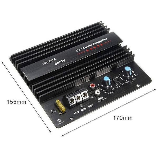 12V 600W Bilforstærkerkort PA-60A Subwoofer Kredsløbsmodul Bilforstærker, Sort black