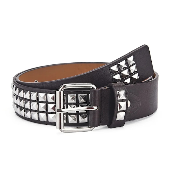 Dambälte Punk Hårdvara Jeansbälte Fyrkantiga Pärlor Nitar Bälte Svart Harajuku Midjeband Öljetter Spänne Män Metall Dekoration Bälte Armband 03 Wristband 03 110cm