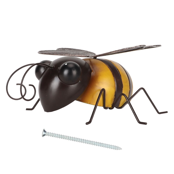 Bee Väggdekor Robust metall Ljusa färger Fina detaljer Utsökt metall biskulptur för familjeträdgårdskontor