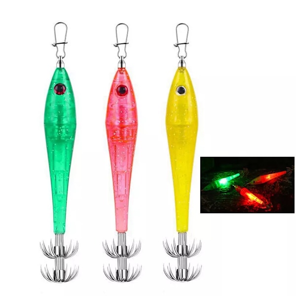 LED-betelampa för fiske, bläckfiskkrok, undervattensbete, 2-pack Yellow No.3