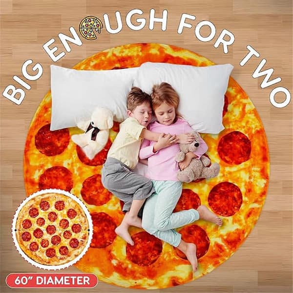 Kæmpe Pepperoni Pizza Tæppe - Nyhedstæppe til voksne og børn