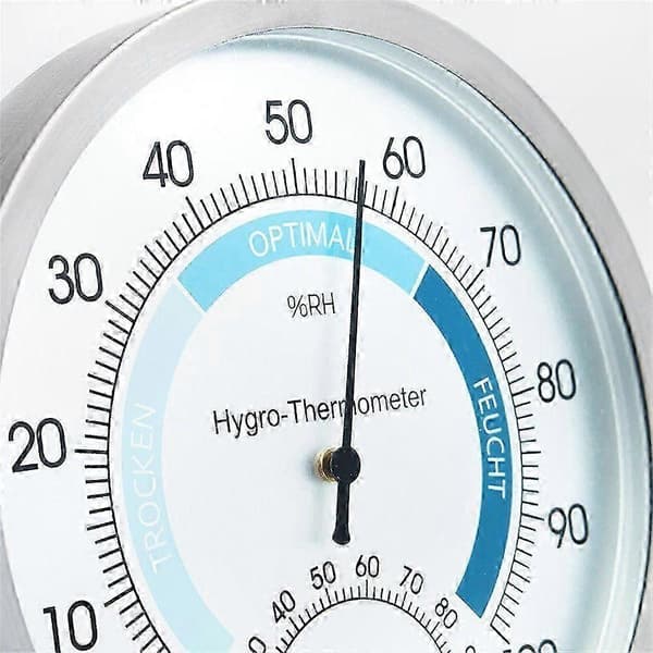 Analogt romtermometer og hygrometer i rustfritt stål - Nøyaktige avlesninger - 13 cm diameter