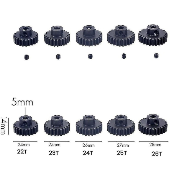 M1 5mm 21t Svart Stålmetallväxelmotor för 1/10 RC-modellbil