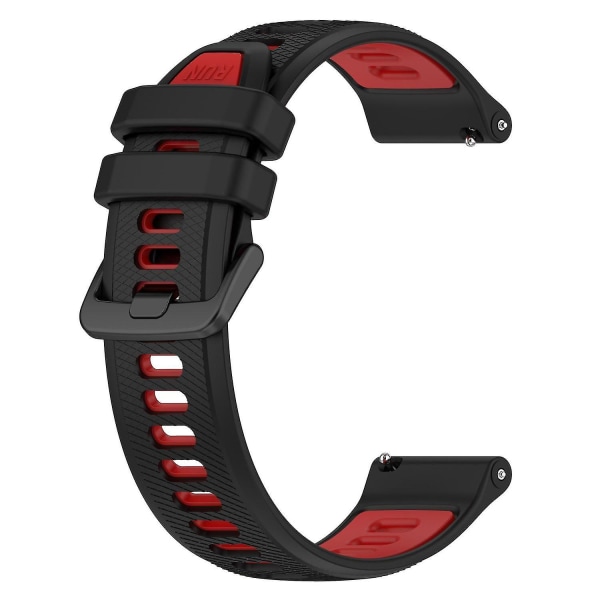 Silikonklokkebånd for Garmin Forerunner 265S, 18 mm, dobbelt farge, erstatningsreim Black Red