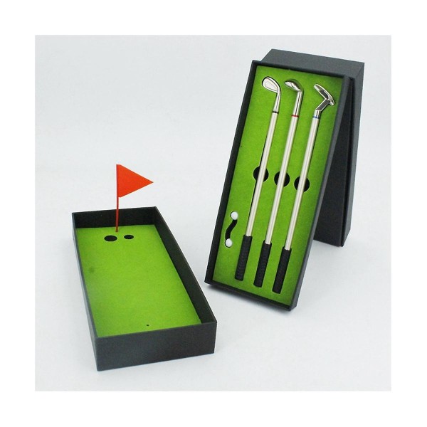 Golf Club Pen Golf Gave Pen Simulering Driving Range Box Pen Skriveudstyr Holdbar Mini Golf Putter Pen