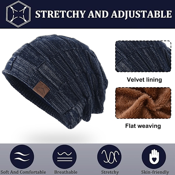 Huer til mænd og kvinder, vinter varm beanie strikket løs tyk hovedbeklædning, uld strikket hue varm pullover hue