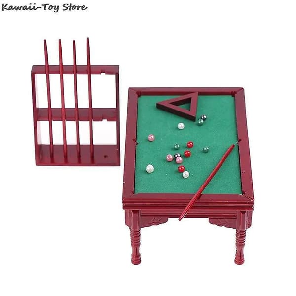 1 Sæt 1:12 Dukkehus Miniature Billard Træ Poolbord Sæt Dukke Møbel Model Legetøj 15*10*6cm
